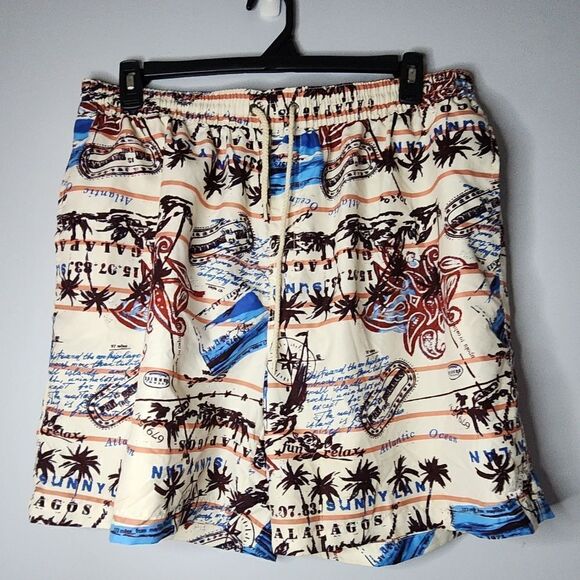 MENS XL Swim Shorts CARIBBEAN JOE Drawstring Side Inside Pocket Islands - Picture 4 of 8